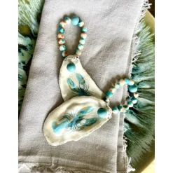 Einzigartiges Set Serviettenhalter aus Austern & Achaten – Handgefertigte Unikate als Geschenk