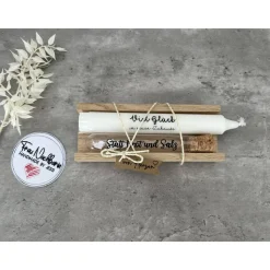 Einzugsgeschenk, Statt Brot und Salz, Wunscherfüller mit Kerze nach Wahl inkl. Holzverpackung, Geldgeschenk, Deko, Kerze