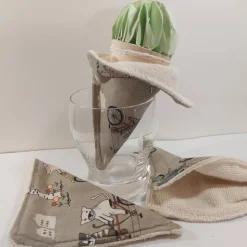 Eistütenhalter 2 Stück – Waschbarer Kleckerschutz Tropfschutz für Eiswaffeln, Braun Bunt, Frühling & Sommer