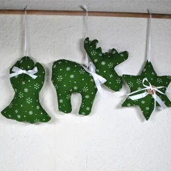 Elch, Stern und Engel im Set, Weihnachtsdekoration-grün