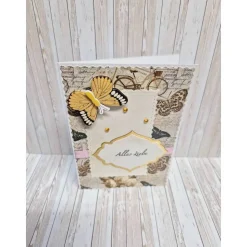 Elegante Geburtstagskarte Alles Liebe mit gelbem Schmetterling – handgefertigt