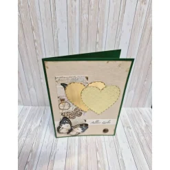 Elegante Geburtstagskarte Schmetterling Weiß Gold Herzen – Handgemacht mit Umschlag