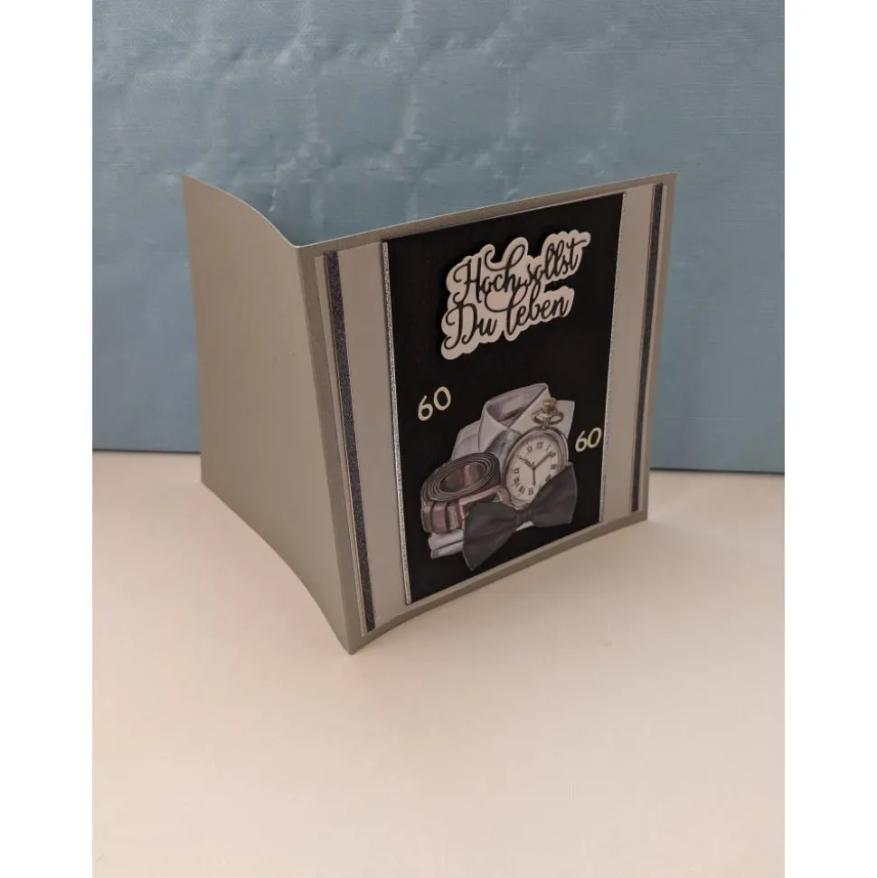 Elegante Geburtstagskarte zum 60. Geburtstag für Männer in Grau und Schwarz