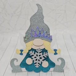 Elegante Geschenkbox "Eisprinzessin Wichteline" | Luxus-Verpackung mit Glitzer und abnehmbarem Wichtel-Anhänger