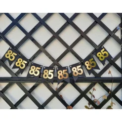 Elegante Girlande zum 85. Geburtstag in Gold und Schwarz. Angesagte Trendfarben! Tolle Papierdeko zum 50. Wimpelkette zu