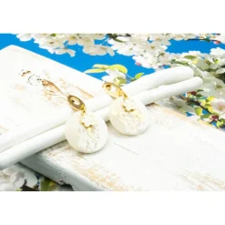 Elegante Ohrstecker in goldfarben, beige, Brautschmuck Ohrringe, handgemachtes Unikat, Weihnachtsgeschenk frau