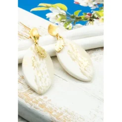 Elegante Ohrstecker in goldfarben, beige, Brautschmuck Ohrringe, handgemachtes Unikat, Weihnachtsgeschenk frau