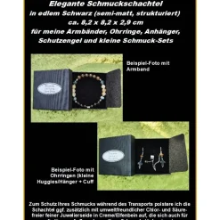 Elegante Schmuckschachtel/-Etui 8,2x8,2x2,9cm Geschenkverpackung f. Armband Ohrringe Anhänger Engel Schmuckset Schwarz