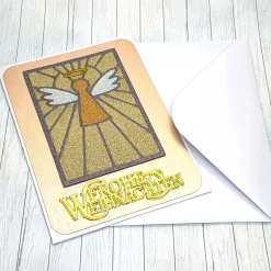 Elegante Weihnachtskarte Engelsfenster – A6 mit Glitzer- und Metalleffekt