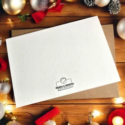 Elegante Weihnachtskarte auf Leinen-geprägtem Strukturpapier – wahlweise mit edlem oder natürlichem Kuvert