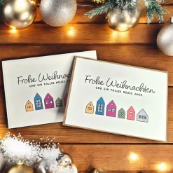 Elegante Weihnachtskarte auf Leinen-geprägtem Strukturpapier – wahlweise mit edlem oder natürlichem Kuvert