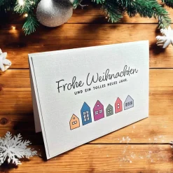 Elegante Weihnachtskarte auf Leinen-geprägtem Strukturpapier – wahlweise mit edlem oder natürlichem Kuvert