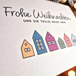 Elegante Weihnachtskarte auf Leinen-geprägtem Strukturpapier – wahlweise mit edlem oder natürlichem Kuvert