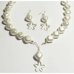 Elegantes Brautschmuckset aus Perlmutt & 925 Silber – Hochzeit Schmuckset Edelstein