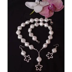 Elegantes Brautschmuckset aus Perlmutt & 925 Silber – Hochzeit Schmuckset Edelstein