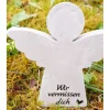 Engel aus Beton mit Schriftzug Grabschmuck Trauer Gedenken Vermissen Gedenkstein Erinnerung