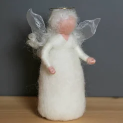 Engel aus Schafwolle - Goldreif im Haar