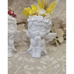 Engelchen „Amora“ & „Stella“ aus Raysin mit echten Trockenblumen – Handgefertigte Schutzengel in Rot & Gelb