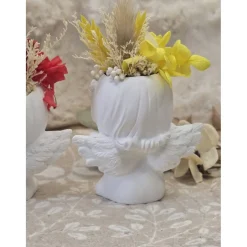 Engelchen „Amora“ & „Stella“ aus Raysin mit echten Trockenblumen – Handgefertigte Schutzengel in Rot & Gelb