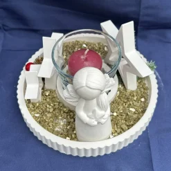 Engel-Dekoarrangement mit Windlicht & Sternen – liebevolle Weihnachtsdeko & Geschenkidee