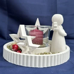 Engel-Dekoarrangement mit Windlicht & Sternen – liebevolle Weihnachtsdeko & Geschenkidee