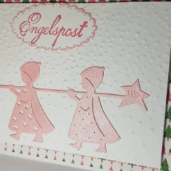 Engelpost Rosa Engel bringen Weihnachts-Grüße Weihnachtskarte Handmade