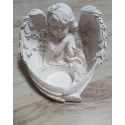 Engelsfigur mit Teelichteinsatz, Grabdekoration, Trauer