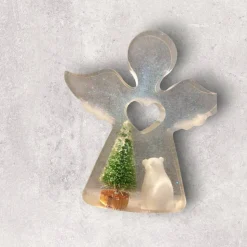 Epoxidharz Engel mit Mini Landschaft – handgefertigte Dekoration ---