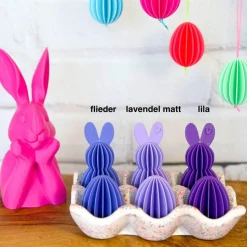 3er oder 9er Set Hasen zum Aufhängen – Moderne Osteranhänger im Lamellen-Look, 3D-Druck, personalisierbare Osterdeko innen & außen