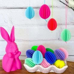 3er oder 9er Set Wabeneier zum Aufhängen – Moderne Osteranhänger im Lamellen-Look, Osterdeko innen & außen, 3D-Druck