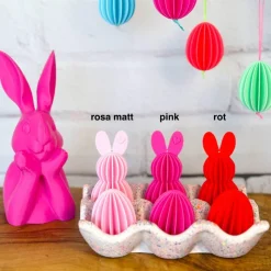 3er oder 9er Set zweifarbige Wabeneier zum Aufhängen – Osteranhänger im Lamellen-Look, Osterdeko innen & außen, 3D-Druck