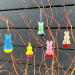 3er oder 9er Set zweifarbige Hasen zum Aufhängen – Osteranhänger im Lamellen-Look, 3D-Druck, Osterdeko innen & außen