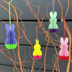 3er oder 9er Set zweifarbige Hasen zum Aufhängen – Osteranhänger im Lamellen-Look, 3D-Druck, Osterdeko innen & außen