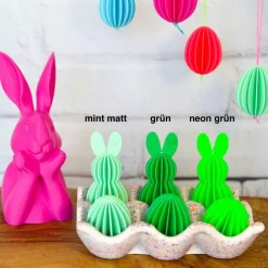 3er oder 9er Set zweifarbige Hasen zum Aufhängen – Osteranhänger im Lamellen-Look, 3D-Druck, Osterdeko innen & außen
