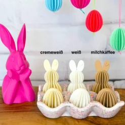 3er oder 9er Set zweifarbige Hasen zum Aufhängen – Osteranhänger im Lamellen-Look, 3D-Druck, Osterdeko innen & außen