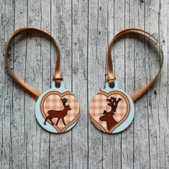 2er Set Anhänger **Hirsche** von ZWEIFARBIG 3,2cm Glücksbringer Oktoberfest Schlüsselanhänger Geweih Herz