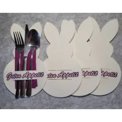 4-er Set Besteckhalter mit Osterhase aus Filz. Tischdeko für Ostern. Geschenk oder Mitbringsel