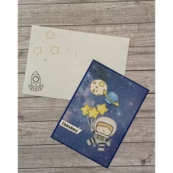 6er Set Einladungskarten zum Kindergeburtstag oder anderen Anlässen, „kleine Astronauten zur Feier“, Party, Handarbeit