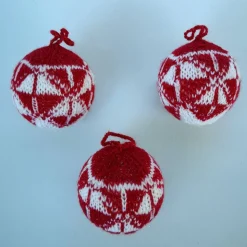 3er Set gestrickte Weihnachtsbaumkugeln