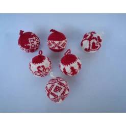 6er Set gestrickte Weihnachtsbaumkugeln