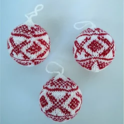 3er Set gestrickte Weihnachtsbaumkugeln