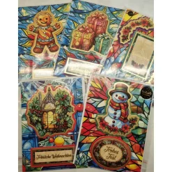 5er Set handgefertigte Weihnachtskarten 12,7 x 17,7 cm mit Umschlägen – verschiedene Motive