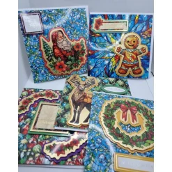 5er Set handgefertigte Weihnachtskarten 15x15 cm mit Umschlägen – verschiedene Motive