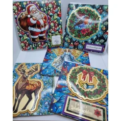 5er Set handgefertigte Weihnachtskarten 15x15 cm mit Umschlägen – verschiedene Motive