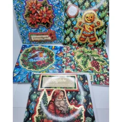 5er Set handgefertigte Weihnachtskarten 15x15 cm mit Umschlägen – verschiedene Motive