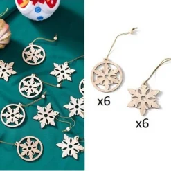 12er Set kleiner Baumschmuck Weihnachten Holzanhänger verschiedene Formen