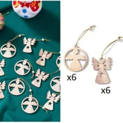 12er Set kleiner Baumschmuck Weihnachten Holzanhänger verschiedene Formen