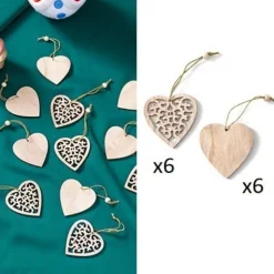 12er Set kleiner Baumschmuck Weihnachten Holzanhänger verschiedene Formen