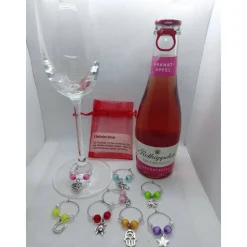 8er Set Markierungsringe für Stielgläser, Glückssymbole, Acrylperlen