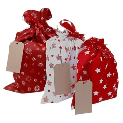 3er Set Nikolaussäckchen, Weihnachtssäckchen rot und weiß